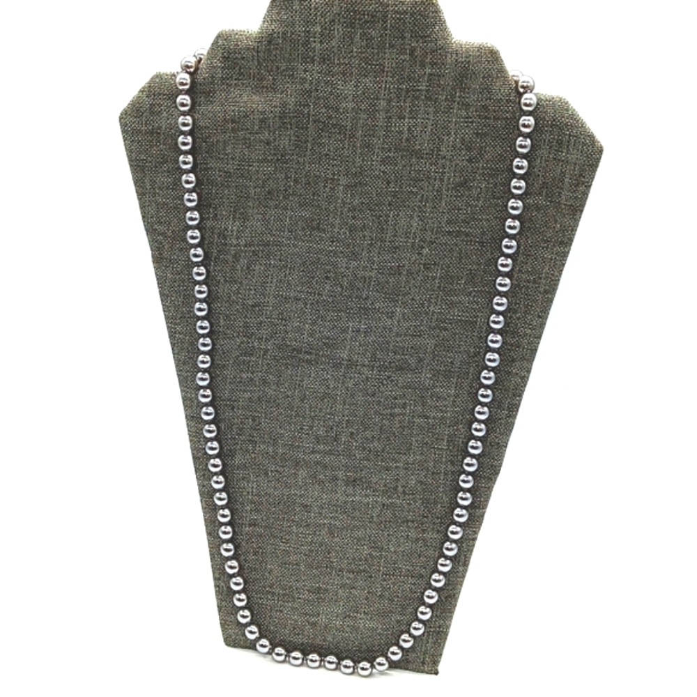 Vintage 30" Kenneth Jay Lane Gray Glass Pearl Necklace Filigree Clasp 1990s - Picture 3 of 5